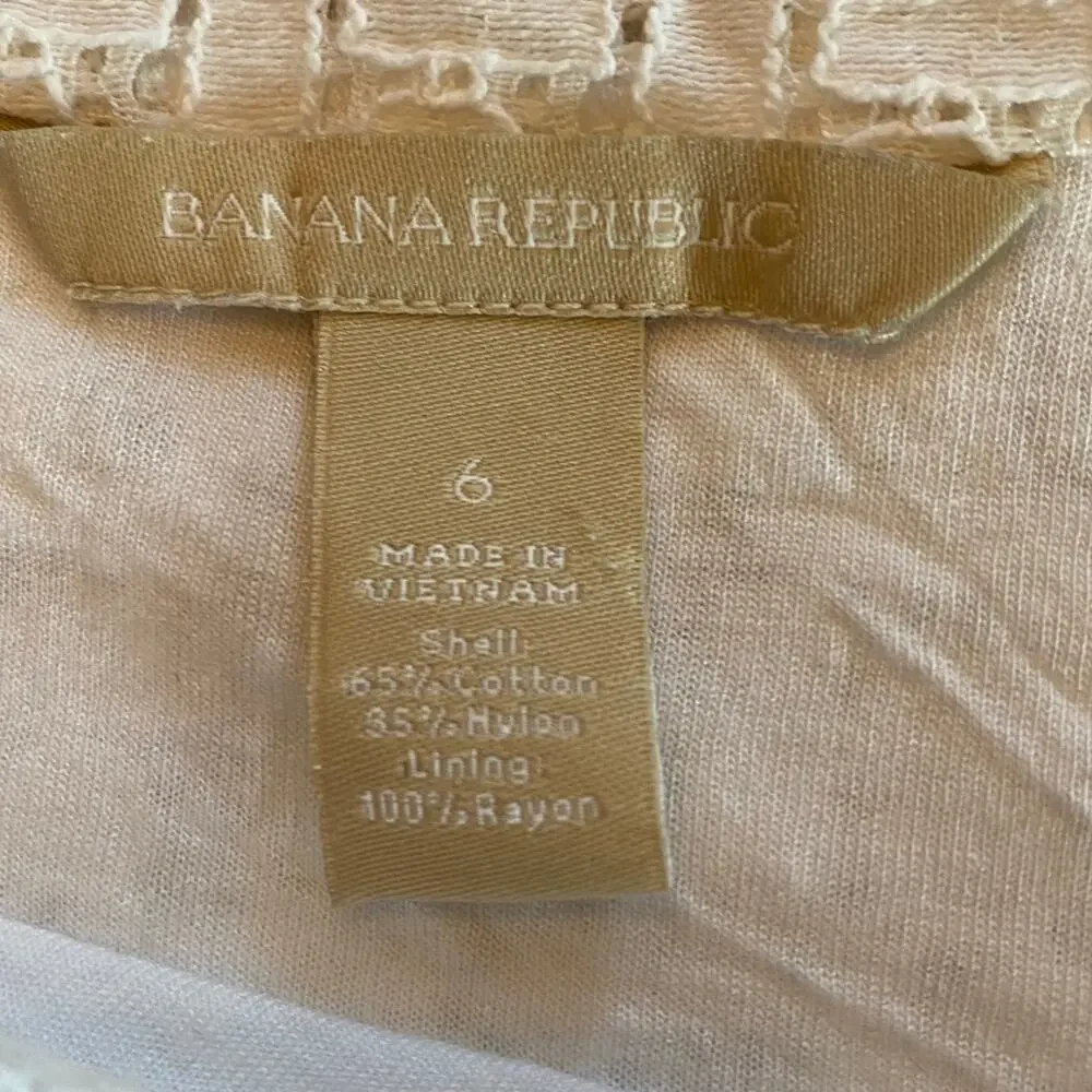 Banana Republic 6 White Semi Sheer Patterned‎ Weave Pullover Top